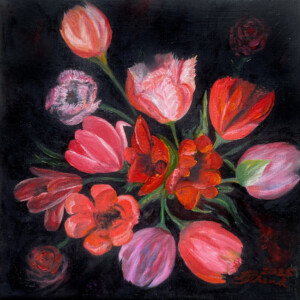 Blumenstrauss, Öl auf Leinwand, 30 x 30 cm, 2025