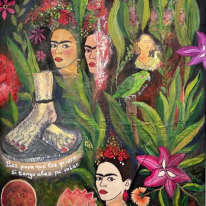 Viva la vida, Acrylcollage mit Stoff und Papier, 40 x 50 cm, 2025